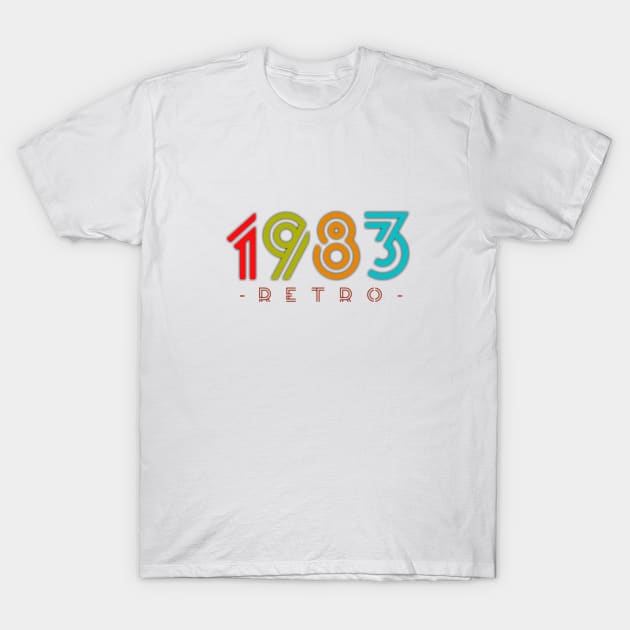 1983 Retro Rainbow Neon Colors Gradation T-Shirt by Salaar Design Hub